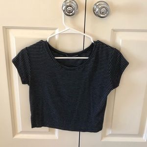 Brandy Melville cropped navy striped top